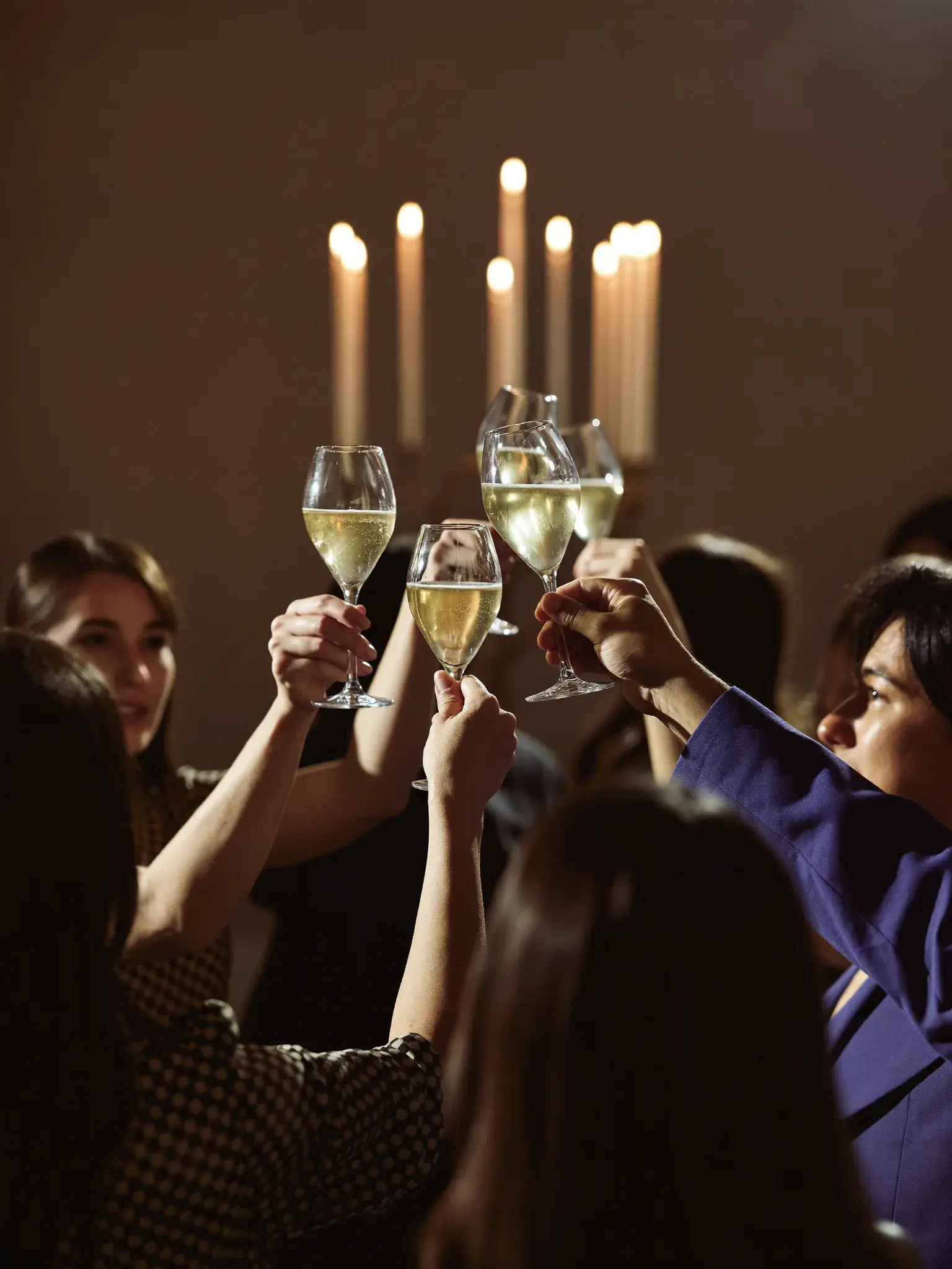 Guests raising a toast at an elegant private celebration