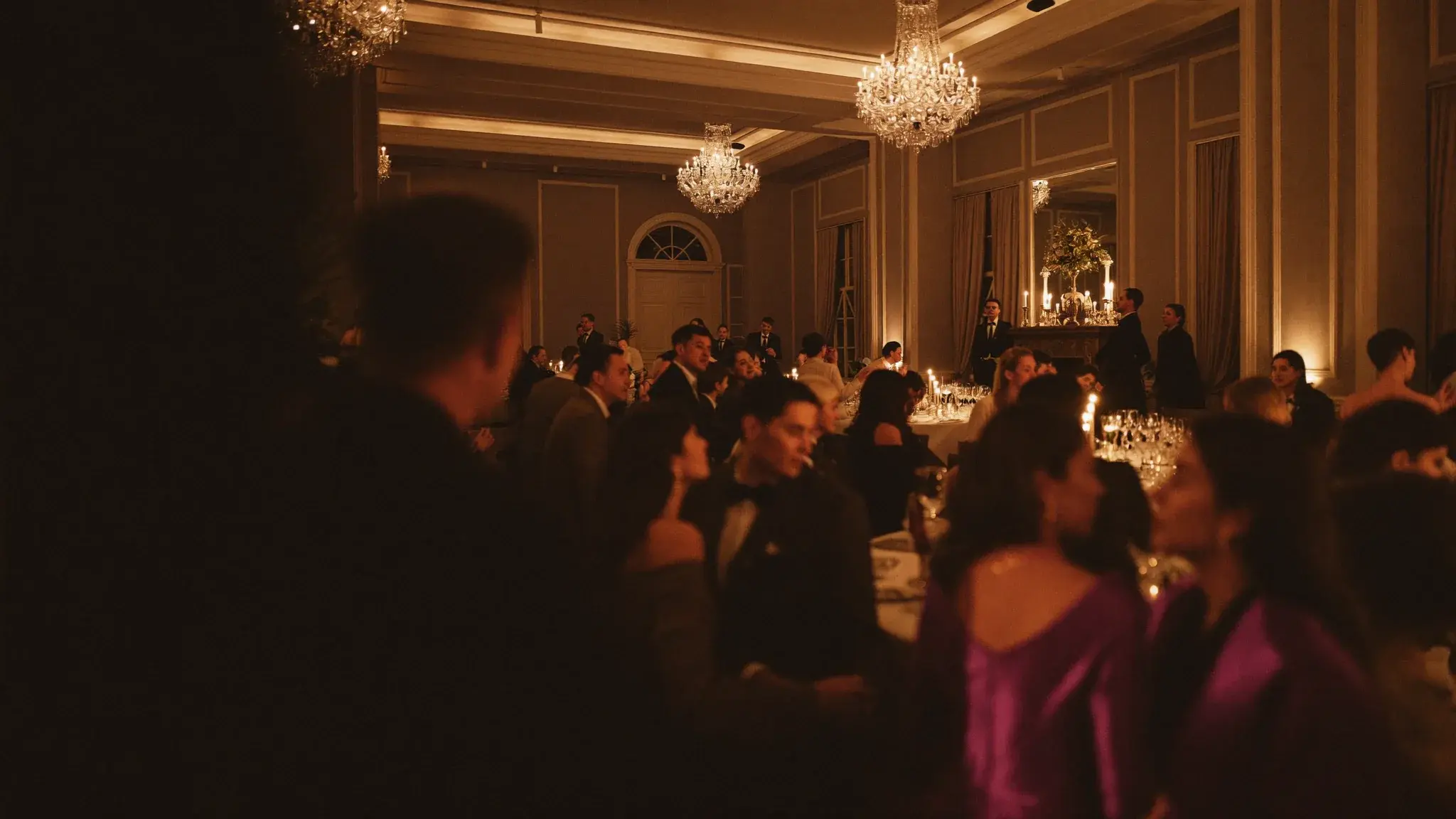 Elegant evening reception in a luxury venue with a professional DJ performing